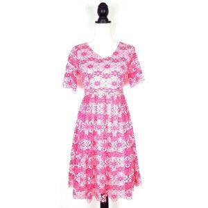 NEW NWT Motherhood Maternity Pink Floral Lace Short Sleeve Dress Size Medium